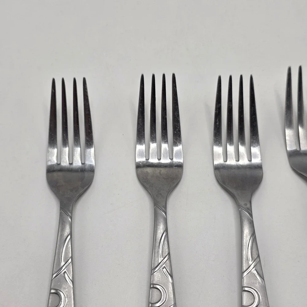 Cambridge Stainless Steel Fork Set 6pc Swirl Pattern Dinner Salad Flatware Set